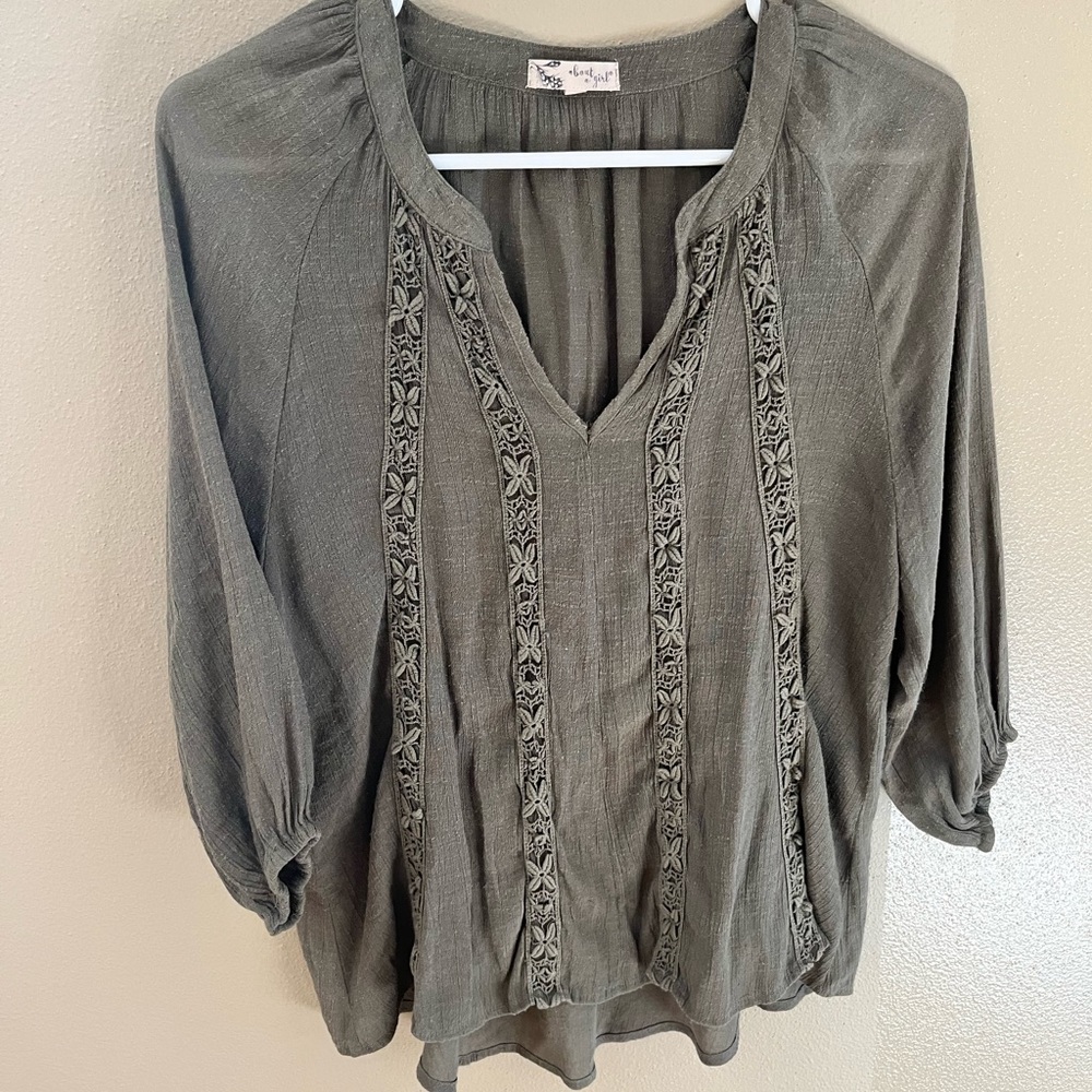 Womens Green Flowy Top